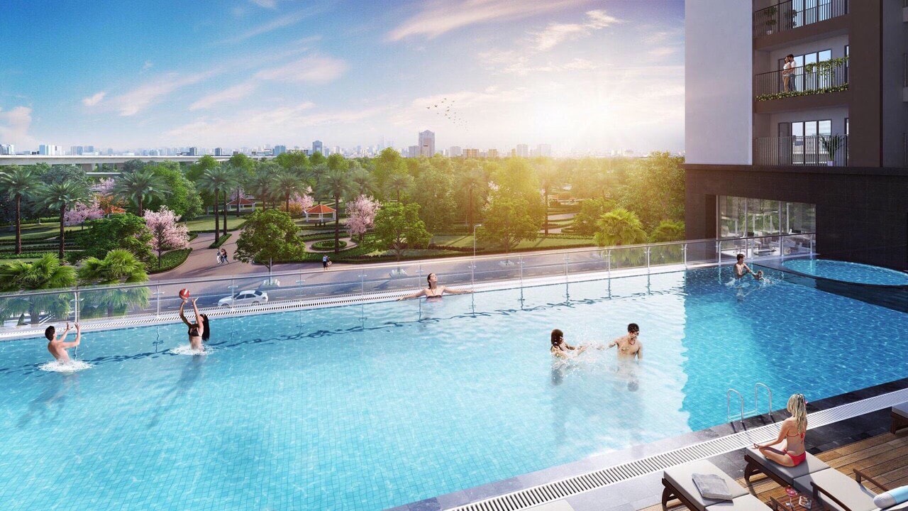 Bể bơi ngoài trời là tiện ích đẳng cấp nhất Dự án Green Park Trần Thủ Độ