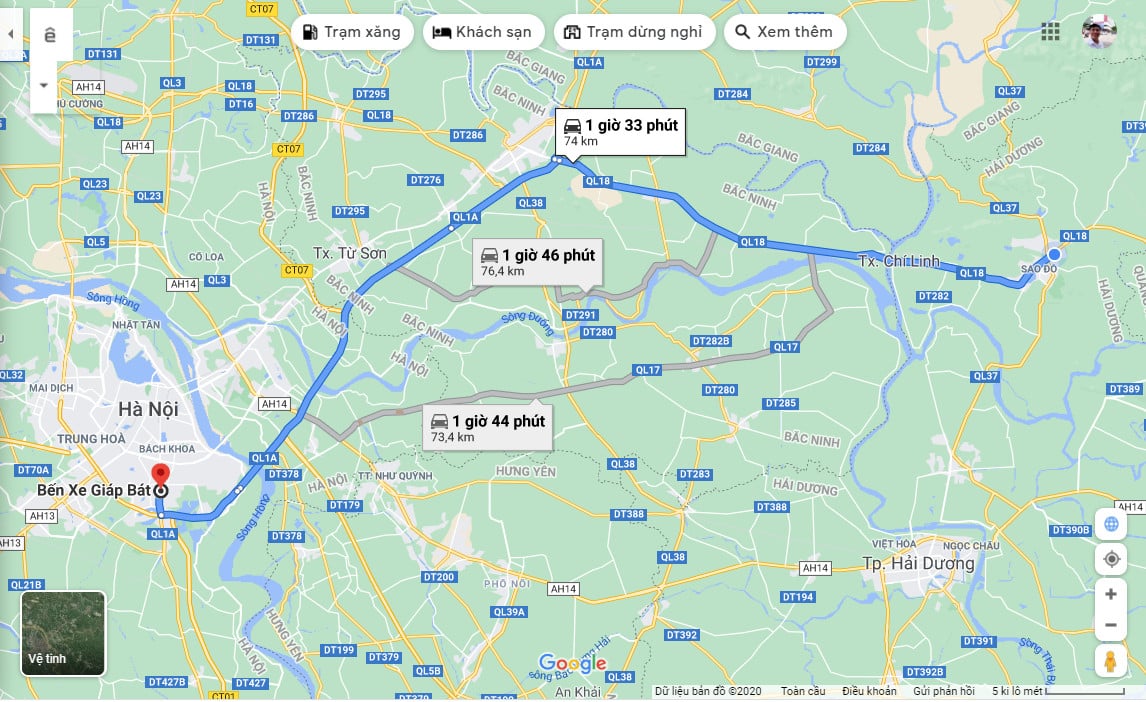 Di chuyển bằng ô tô từ Chí Linh Palm City về Bến xe Giáp Bát – Hà Nội