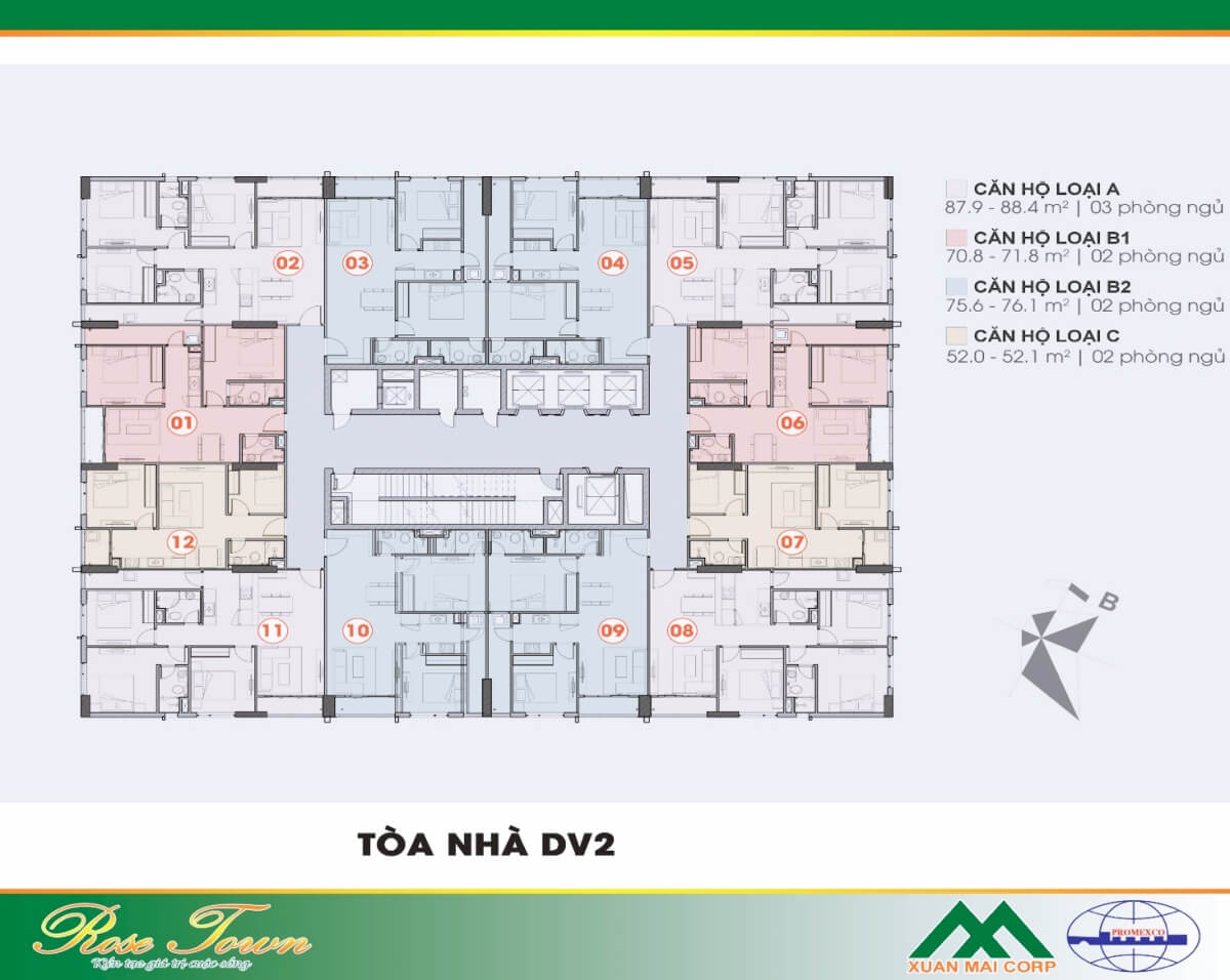 Mặt bằng điển hình Chung cư Rose Town - Ngọc Hồi