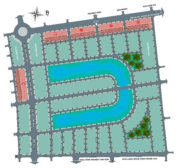 Mặt bằng Phân khu 50,5 ha đã hoàn thiện, Giấy chứng nhận QSD đất ở tại Đô thị – Từ Sơn Garden City