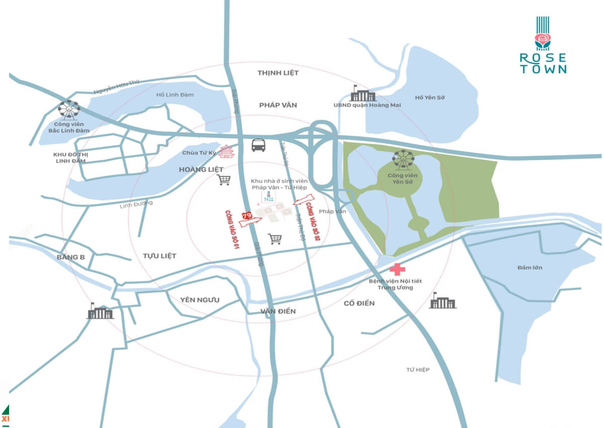 Vị trí dự án Rose Town - Ngọc Hồi