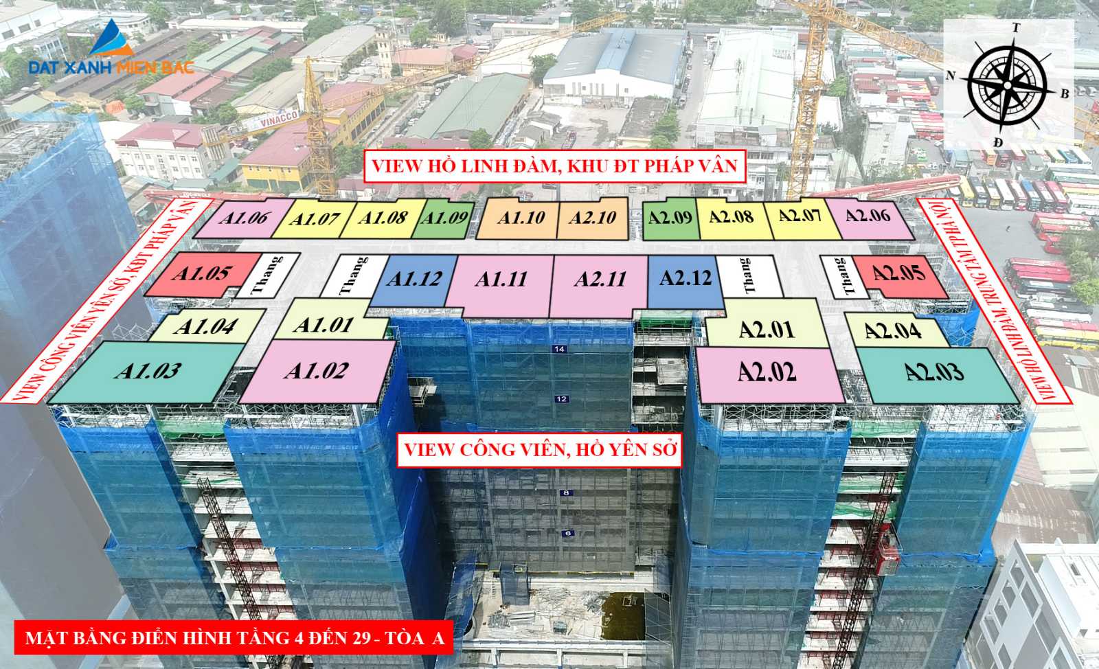 Vị trí và hướng view thực tế của căn hộ Phương Đông Trần Thủ Độ
