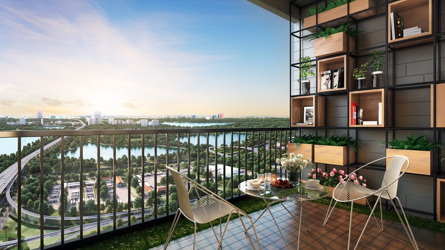 View công viên Yên Sở - căn hộ 02,03,11,12